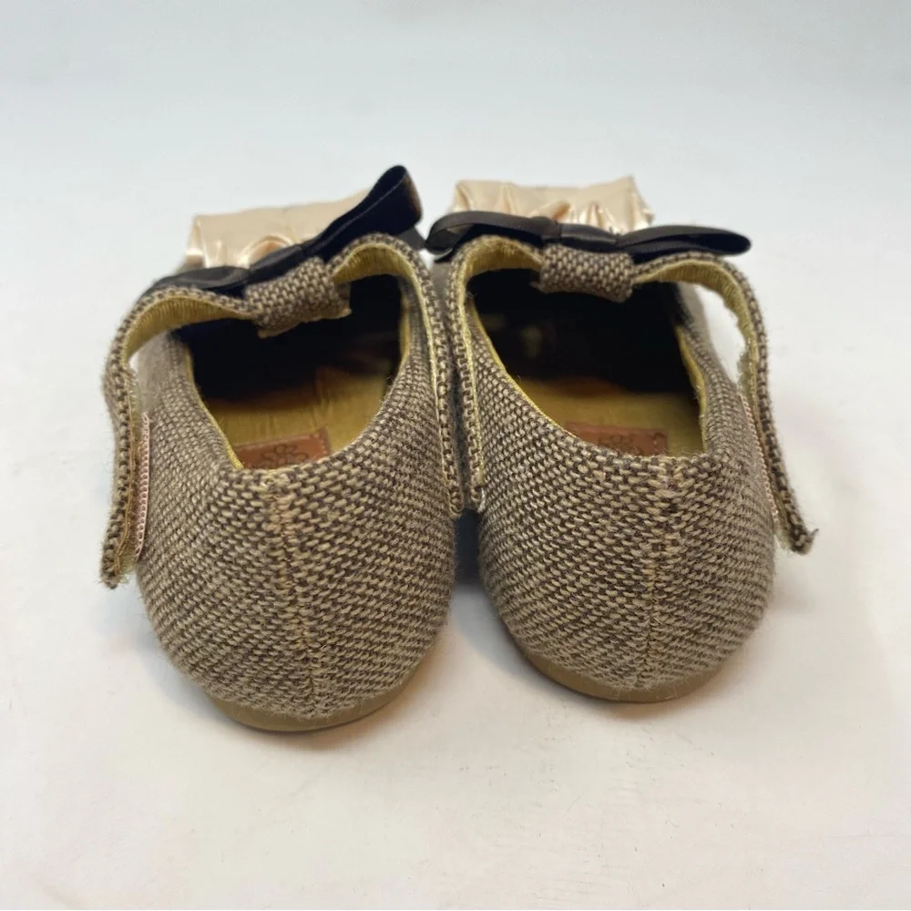 Joyfolie Harlow Mary Jane Shoes Brown Tweed Cream Ruffle